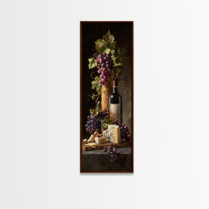 Charcuterie Board with Grapes and Cheese Canvas Print, Winery Art, Boho Decor, Winery Decor, Oil Painting, Vineyard, Art Print, WIN-1x3-97