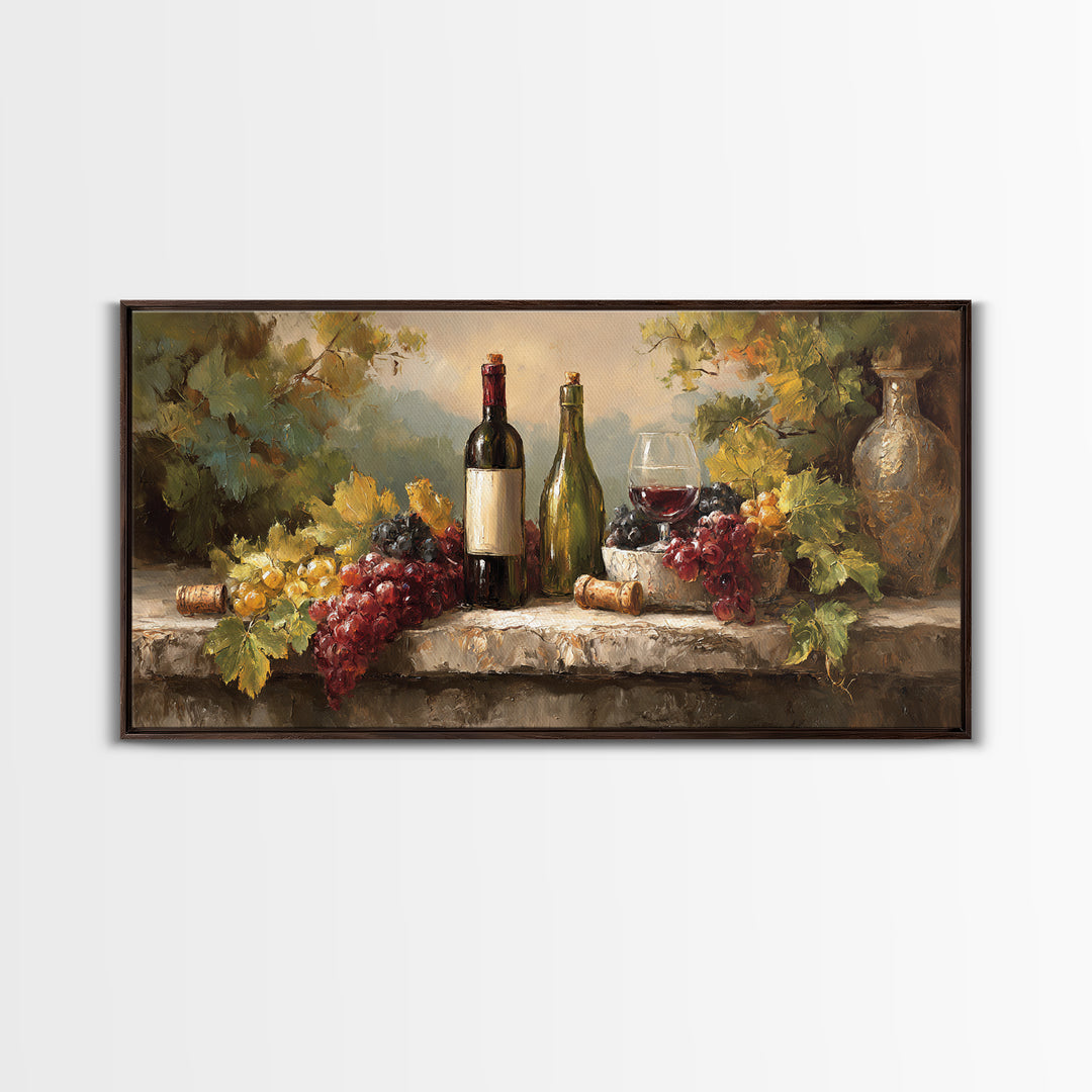 Italian Villa Vineyard Landscape Framed Canvas Print, Winery Art, Fine Art Print, Winery Decor, Fine Art, Vineyard, Wall Decor, WIN-2x1-16