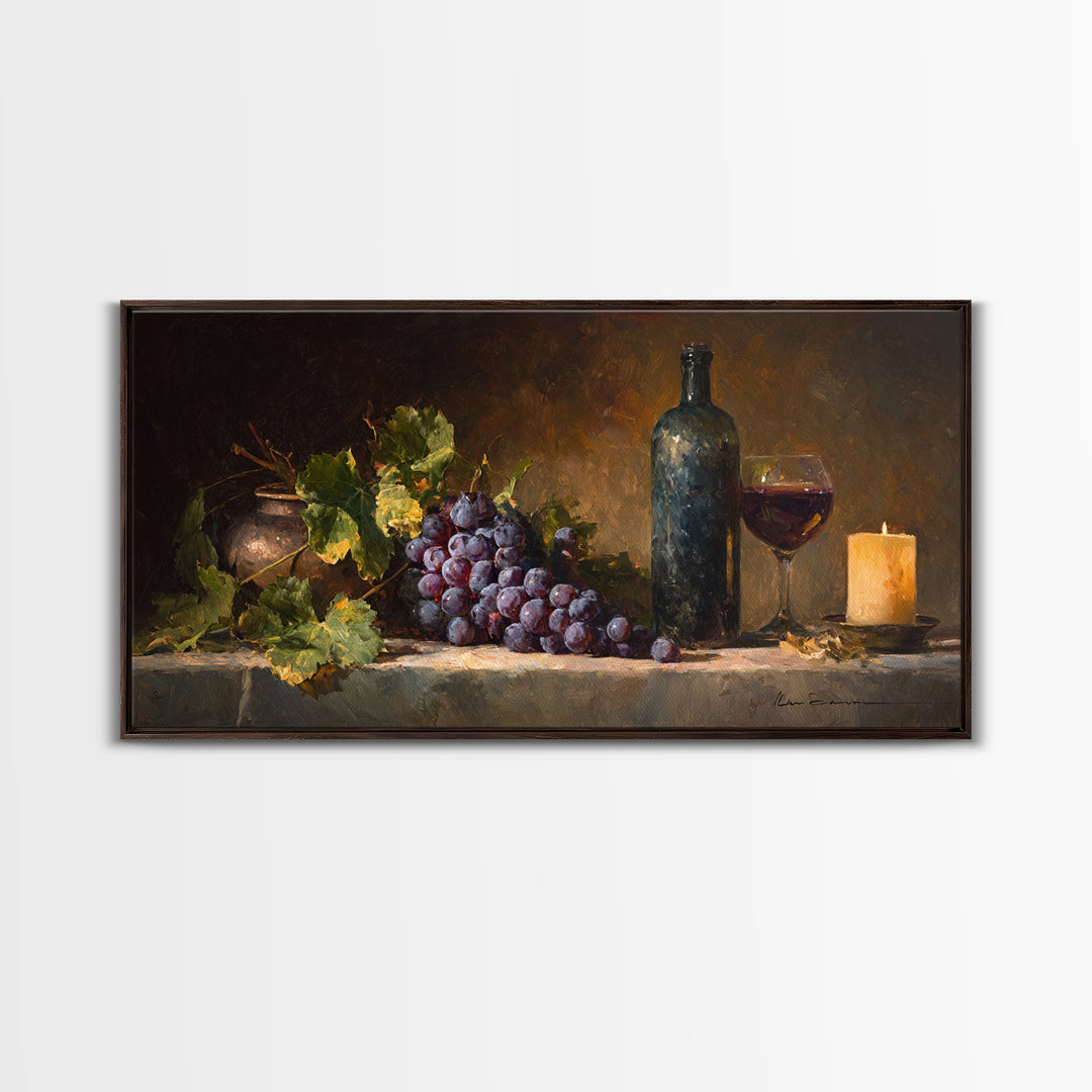 Single Grape Cluster Botanical Study Canvas Print, Winery Art, Print, Winery Decor, Fine Art, Vineyard, Wall Art Print, WIN-2x1-17