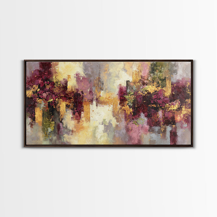 Burgundy Abstract with Gold Accents Framed Canvas Print, Winery Art, Living Room Art, Winery Decor, Abstract Art, Vineyard, WIN-2x1-19