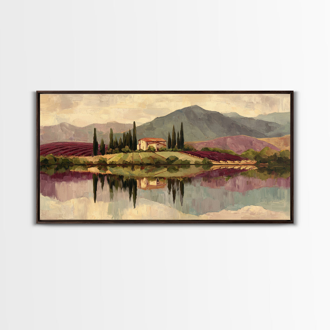French Vineyard Hills Framed Canvas Print, Winery Art, Contemporary Art, Winery Decor, Fine Art, Vineyard, Kitchen Decor, WIN-2x1-28