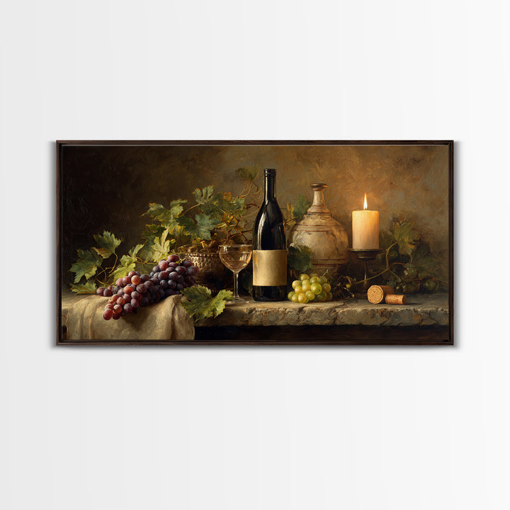Wine Tasting Flight Rendered as Elegant Still Framed Canvas Print, Winery Art, Minimalist Decor, Winery Decor, Vineyard, WIN-2x1-30