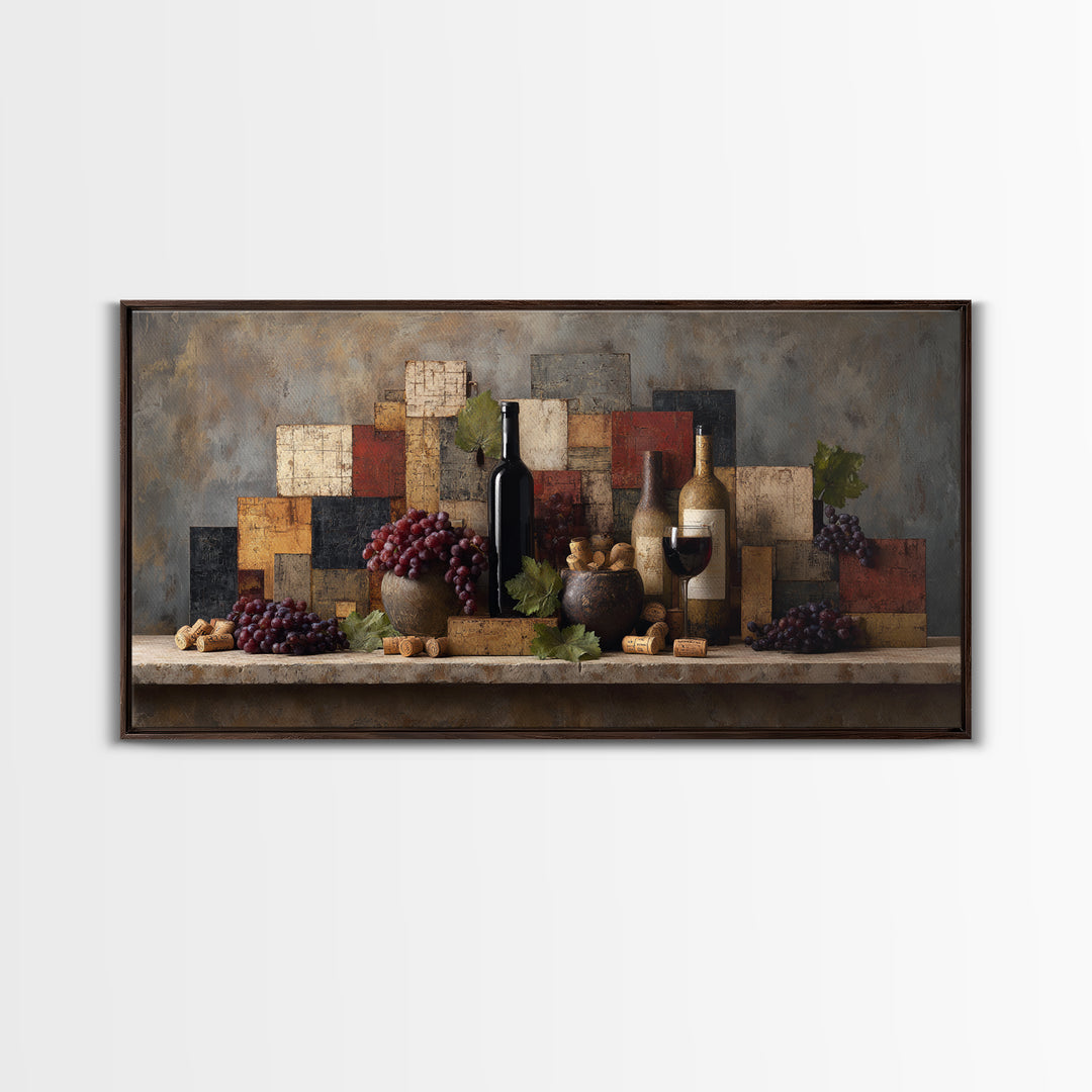 Corks Arranged as Geometric Pattern Framed Canvas Print, Winery Art, Luxury Decor, Winery Decor, Abstract Art, Vineyard, WIN-2x1-38