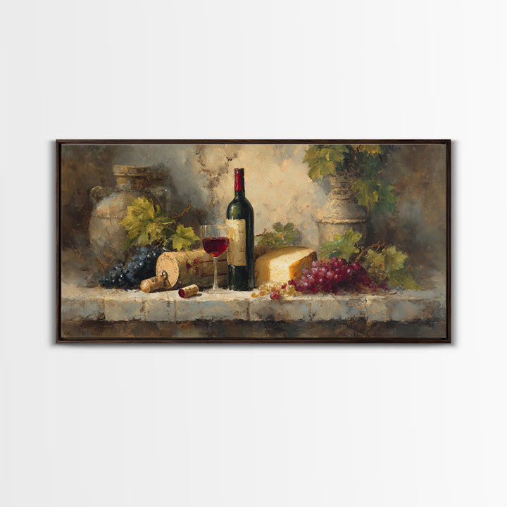 Corkscrew and Corks on Rustic Wood Canvas Print, Winery Art, Painting, Winery Decor, Fine Art, Vineyard, Living Room Decor, WIN-2x1-48