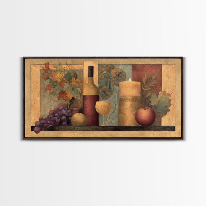 Vine Leaves Turning Autumn Red and Gold Framed Canvas Print, Winery Art, Living Room Decor, Winery Decor, Fine Art, Vineyard, WIN-2x1-55