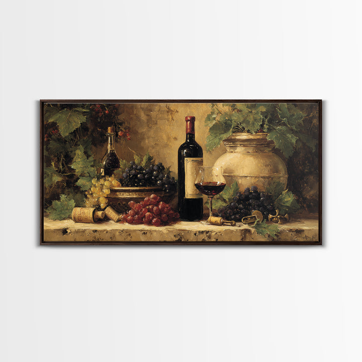 Old Cellar Key and Wine Label Shapes Framed Canvas Print, Winery Art, Print, Winery Decor, Abstract Art, Vineyard, WIN-2x1-56