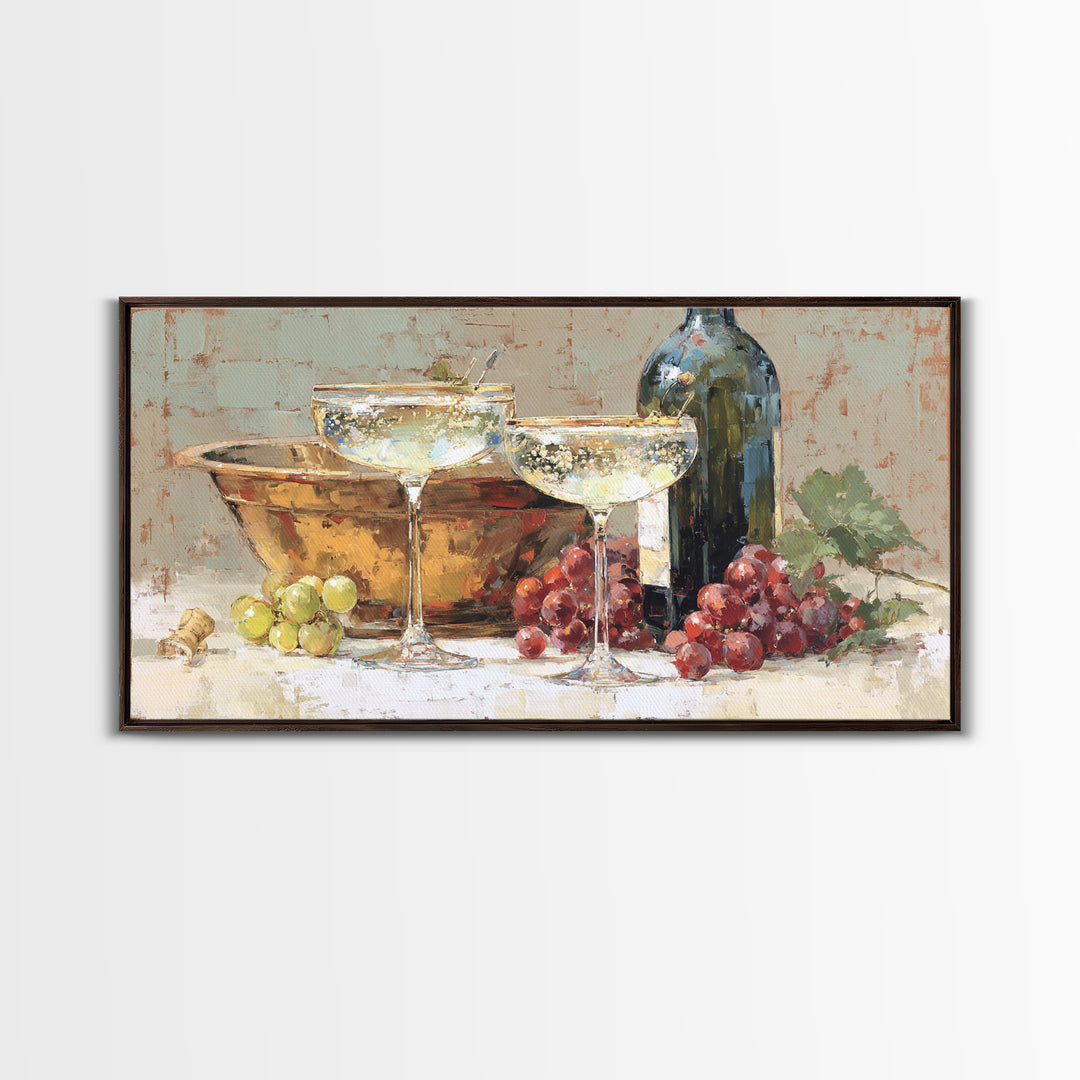 Champagne Coupe with Bubbles and Light Canvas Print, Winery Art, Wall Art Print, Winery Decor, Vineyard, Gallery Decor, WIN-2x1-63