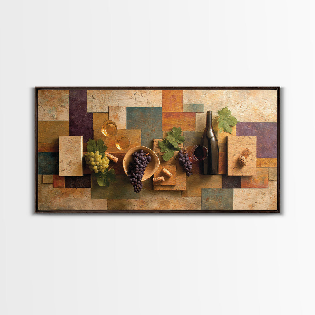 Corks Arranged as Geometric Pattern Framed Canvas Print, Winery Art, Print, Winery Decor, Abstract Art, Vineyard, WIN-2x1-86