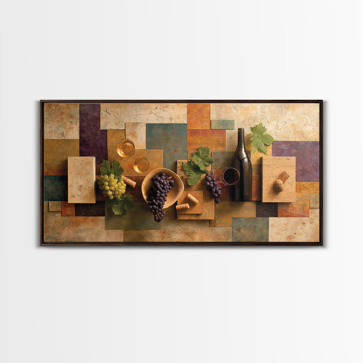 Corks Arranged as Geometric Pattern Framed Canvas Print, Winery Art, Print, Winery Decor, Abstract Art, Vineyard, WIN-2x1-86