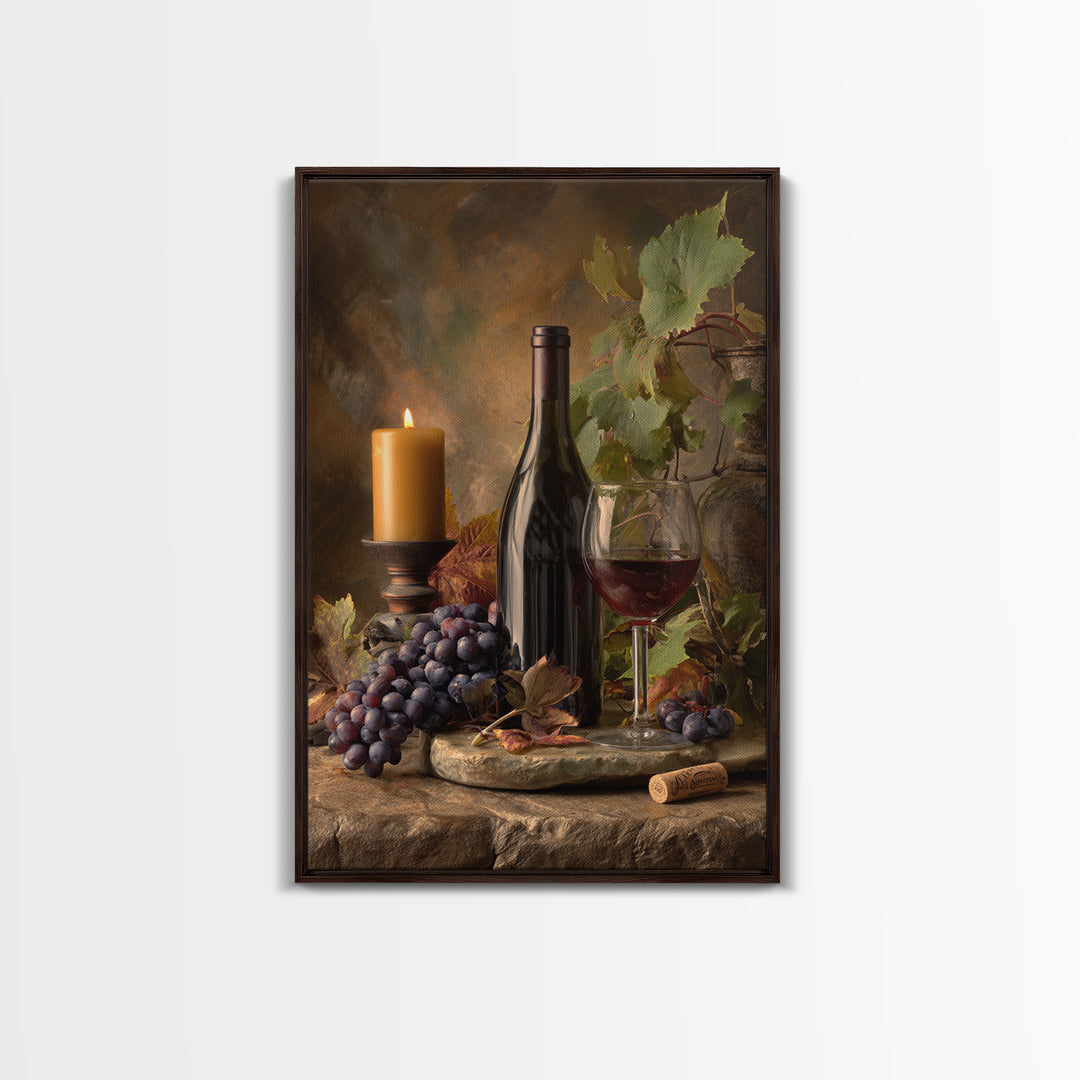 Wine Tasting Flight Rendered as Elegant Still Framed Canvas Print, Winery Art, Winery Decor, Watercolor Art, Vineyard, WIN-2x3-18