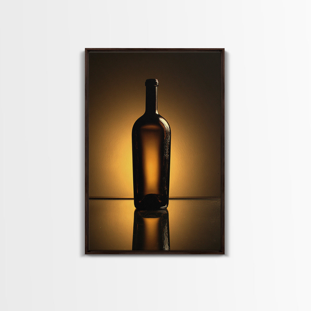 Black and Gold Wine Bottle Silhouette Framed Canvas Print, Winery Art, Modern Decor, Winery Decor, Fine Art, Vineyard, WIN-2x3-24
