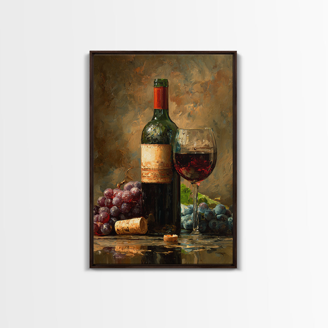 Italian Villa Vineyard Landscape Framed Canvas Print, Winery Art, Preppy Wall Art, Winery Decor, Oil Painting, Vineyard, WIN-2x3-28