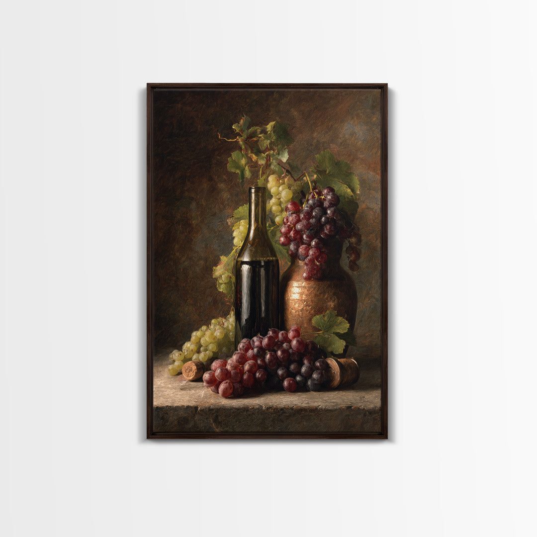 Single Grape Cluster Botanical Study Canvas Print, Winery Art, Oil Painting, Winery Decor, Watercolor Art, Vineyard, WIN-2x3-29