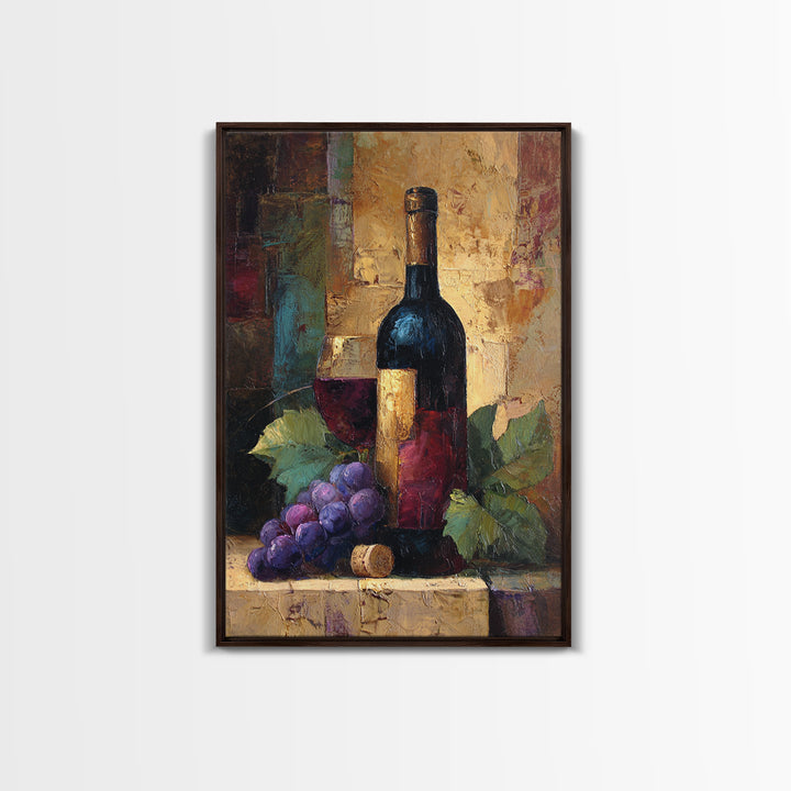 Burgundy Abstract with Gold Accents Canvas Print, Winery Art, Art, Winery Decor, Fine Art, Vineyard, Farmhouse Decor, WIN-2x3-31