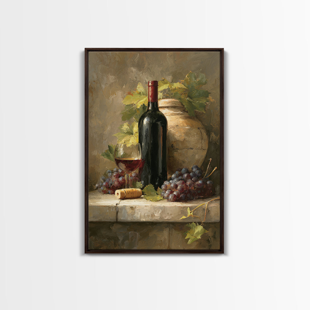 Italian Villa Vineyard Landscape Framed Canvas Print, Winery Art, Contemporary Art, Winery Decor, Fine Art, Vineyard, WIN-2x3-4