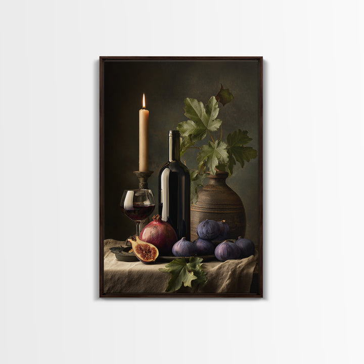 Pomegranate Figs and Red Wine Composition Canvas Print, Winery Art, Framed Art, Winery Decor, Fine Art, Vineyard, Landscape Art, WIN-2x3-49