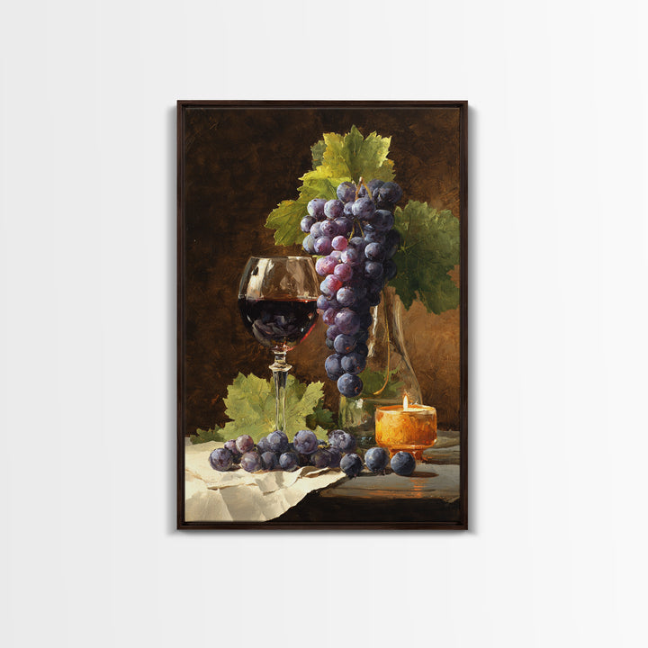 Single Grape Cluster Botanical Study Canvas Print, Winery Art, Oil Painting, Winery Decor, Watercolor Art, Vineyard, WIN-2x3-5
