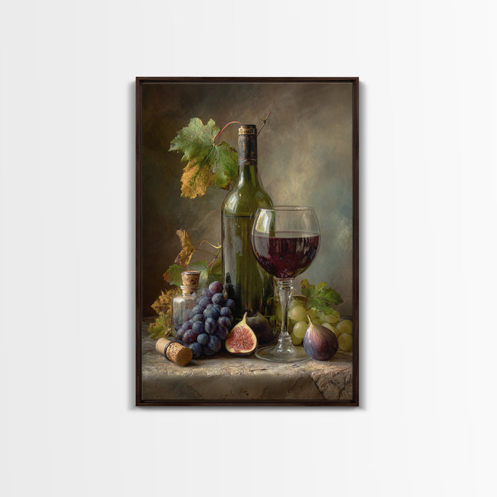 Wine Bottle and Glass Still Life Canvas Print, Winery Art, Artwork, Winery Decor, Vineyard, Bar Decor, Gallery Wall Art, WIN-2x3-58