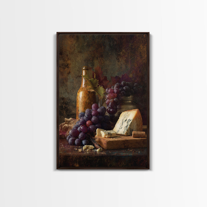 Charcuterie Board with Grapes and Cheese Framed Canvas Print, Winery Art, Wall Art Print, Winery Decor, Fine Art, Vineyard, WIN-2x3-69