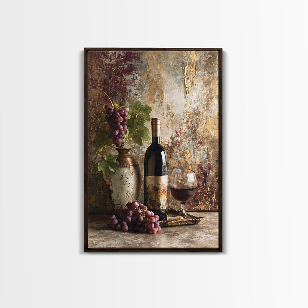 Burgundy Abstract with Gold Accents Canvas Print, Winery Art, Fine Art Print, Winery Decor, Abstract Art, Vineyard, Wall Decor, WIN-2x3-7
