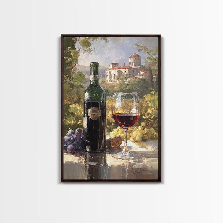Italian Villa Vineyard Landscape Framed Canvas Print, Winery Art, Matisse Print, Winery Decor, Watercolor Art, Vineyard, WIN-2x3-76