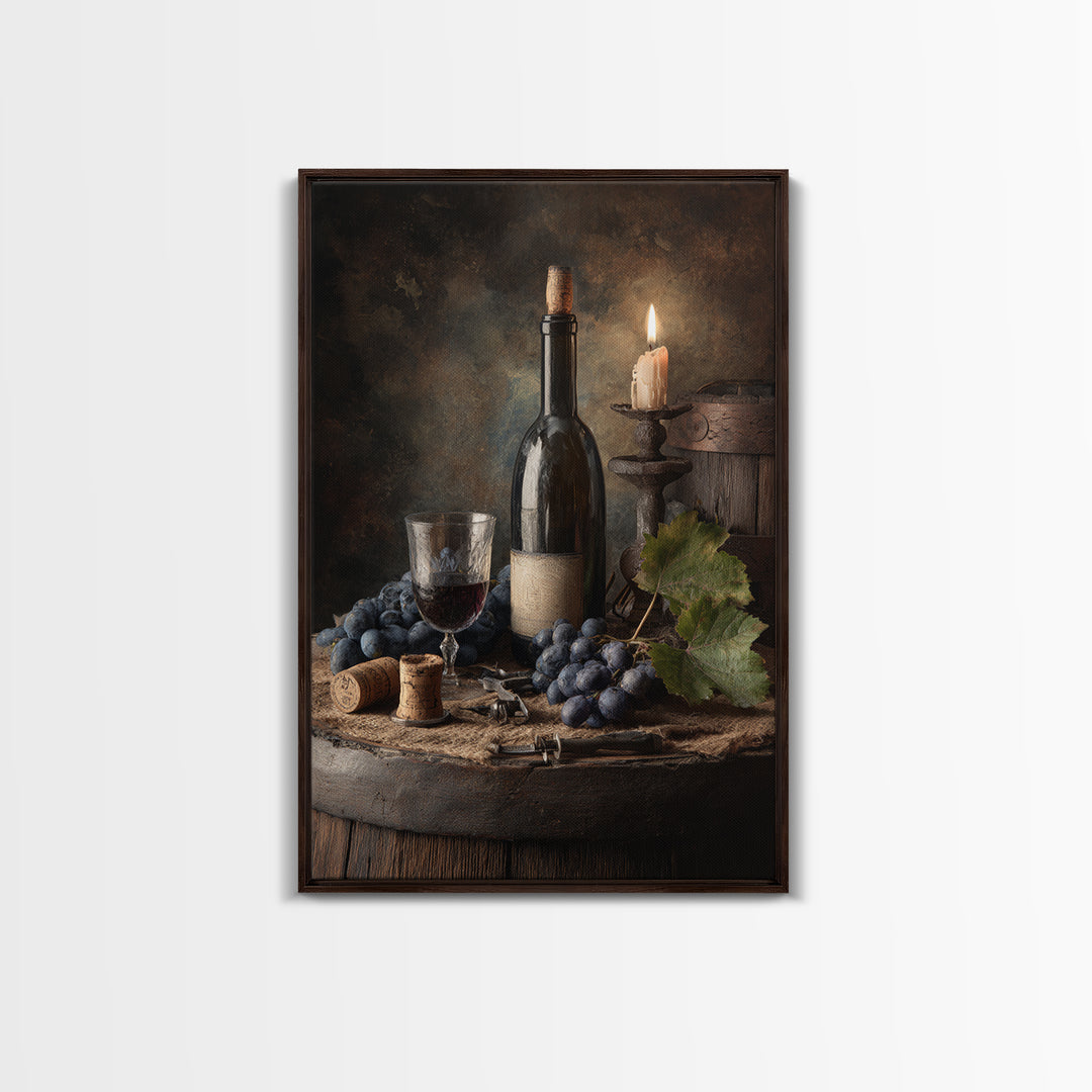 Corkscrew and Corks on Rustic Wood Framed Canvas Print, Winery Art, Modern Decor, Winery Decor, Fine Art, Vineyard, Wall Decor, WIN-2x3-84