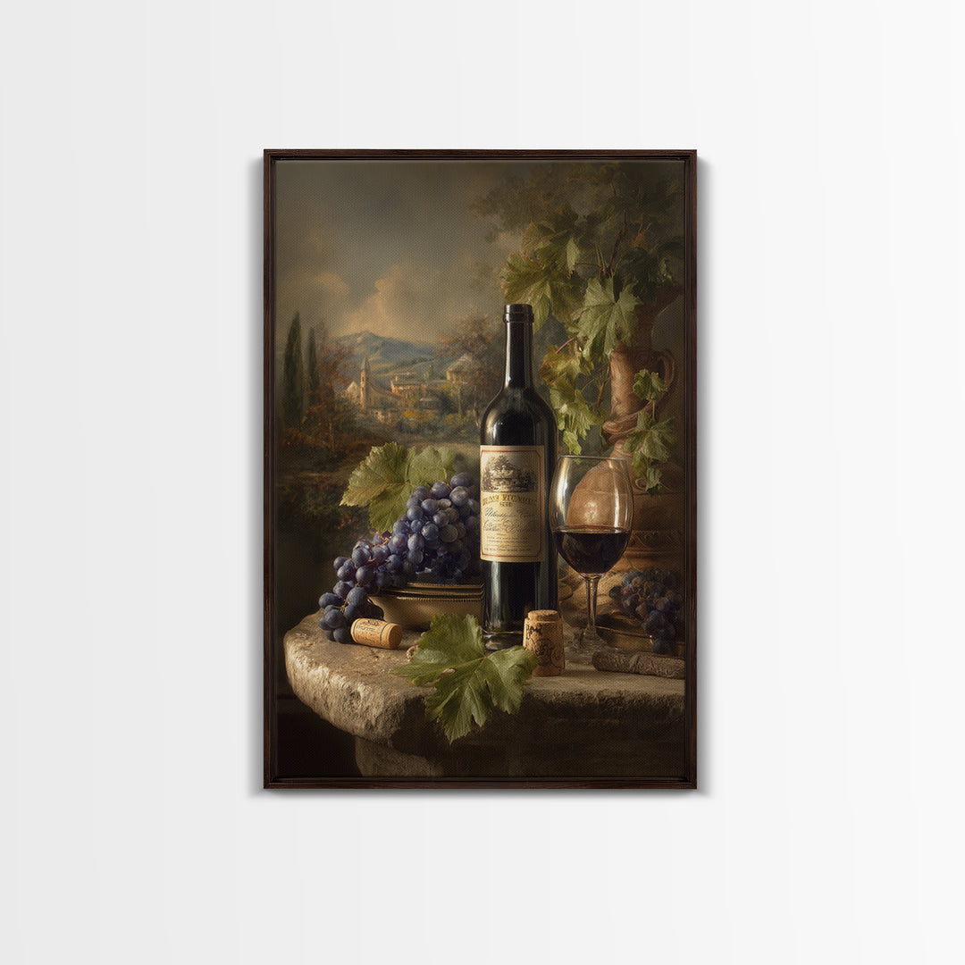 French Vineyard Hills Framed Canvas Print, Winery Art, Living Room Decor, Winery Decor, Fine Art, Vineyard, Travel Poster, WIN-2x3-88