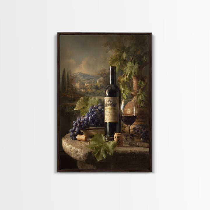 French Vineyard Hills Framed Canvas Print, Winery Art, Living Room Decor, Winery Decor, Fine Art, Vineyard, Travel Poster, WIN-2x3-88