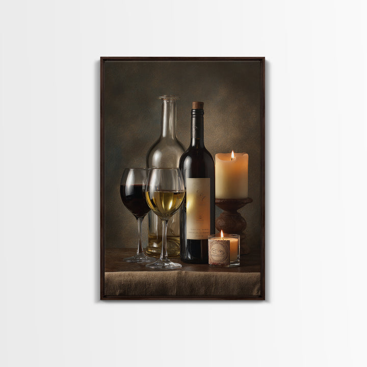 Wine Tasting Flight Rendered as Elegant Still Framed Canvas Print, Winery Art, Kitchen Wall Art, Winery Decor, Vineyard, WIN-2x3-90