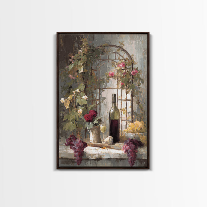 Vineyard Gate with Climbing Roses Canvas Print, Winery Art, Travel Poster, Winery Decor, Oil Painting, Vineyard, WIN-2x3-95