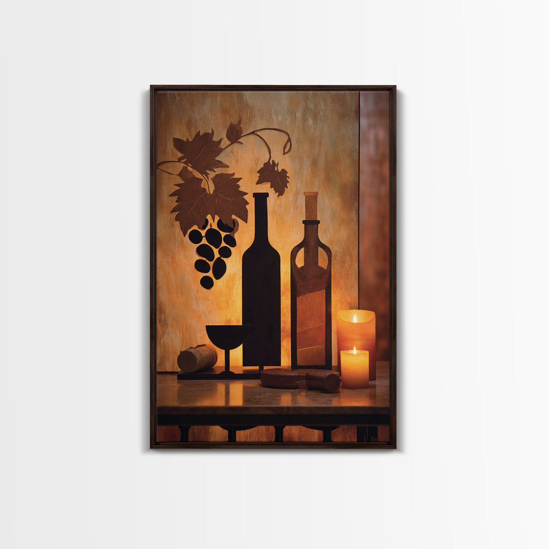 Black and Gold Wine Bottle Silhouette Canvas Print, Winery Art, Wall Art Print, Winery Decor, Fine Art, Vineyard, Gallery Decor, WIN-2x3-96