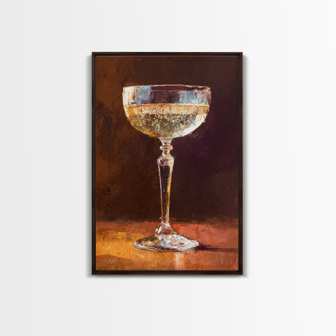 Champagne Coupe with Bubbles and Light Canvas Print, Winery Art, Gallery Wall Art, Winery Decor, Vineyard, Luxury Decor, WIN-2x3-99