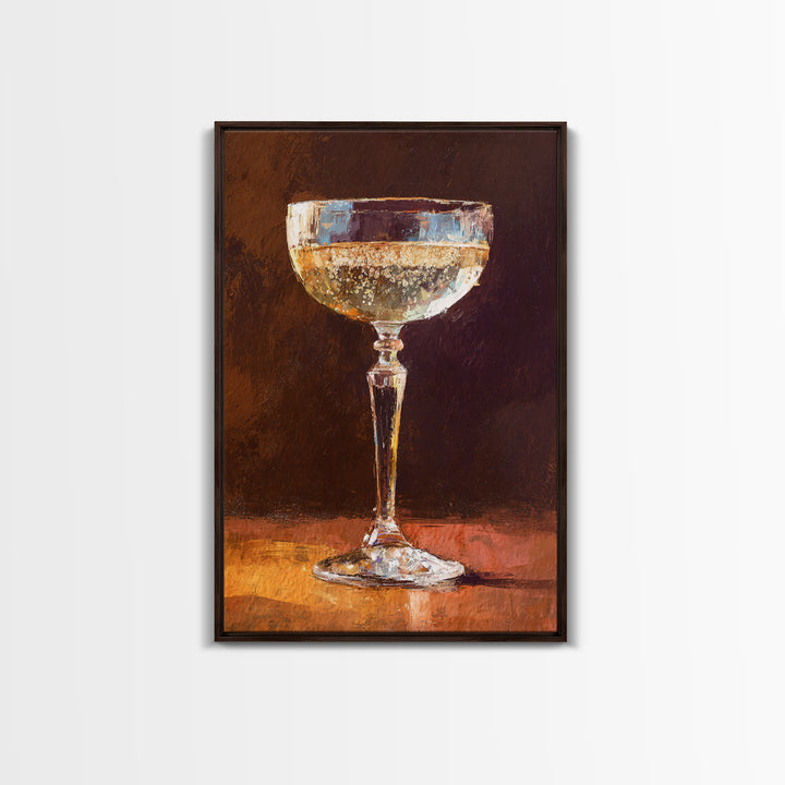 Champagne Coupe with Bubbles and Light Canvas Print, Winery Art, Gallery Wall Art, Winery Decor, Vineyard, Luxury Decor, WIN-2x3-99