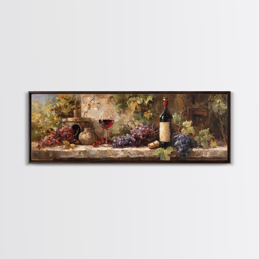 Italian Villa Vineyard Landscape Framed Canvas Print, Winery Art, Matisse Print, Winery Decor, Watercolor Art, Vineyard, WIN-3x1-12