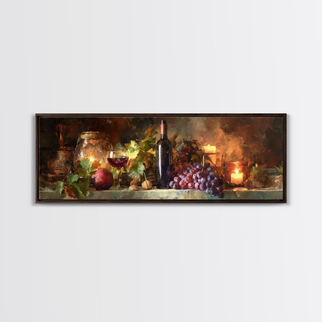 Wine Harvest Basket Canvas Print, Winery Art, Modern Decor, Winery Decor, Fine Art, Vineyard, Wall Decor, Painting, Art Print, WIN-3x1-14