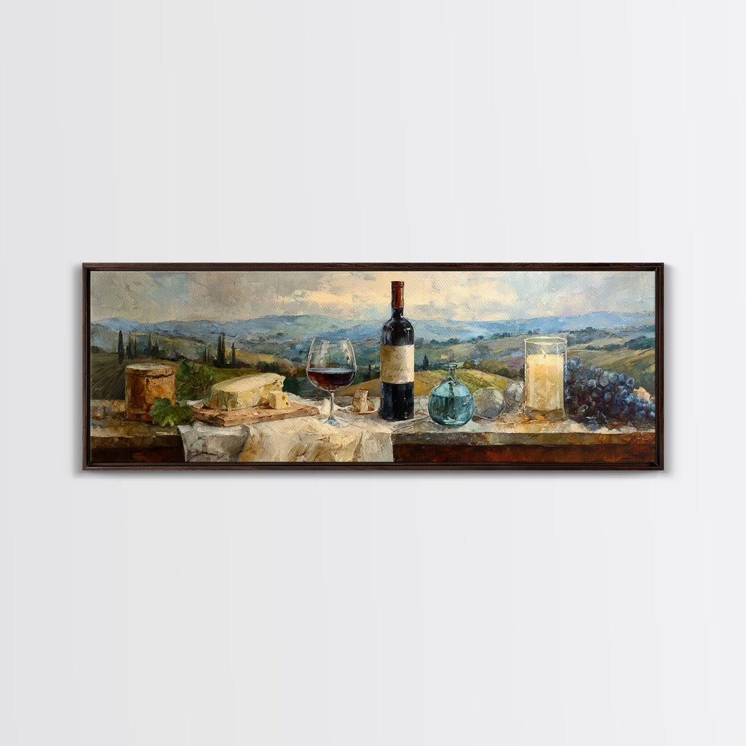French Vineyard Hills Canvas Print, Winery Art, Living Room Art, Winery Decor, Fine Art, Vineyard, Minimalist Decor, WIN-3x1-24