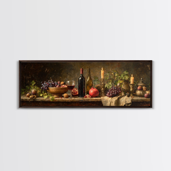 Pomegranate Figs and Red Wine Composition Canvas Print, Winery Art, Preppy Wall Art, Winery Decor, Fine Art, Vineyard, WIN-3x1-33