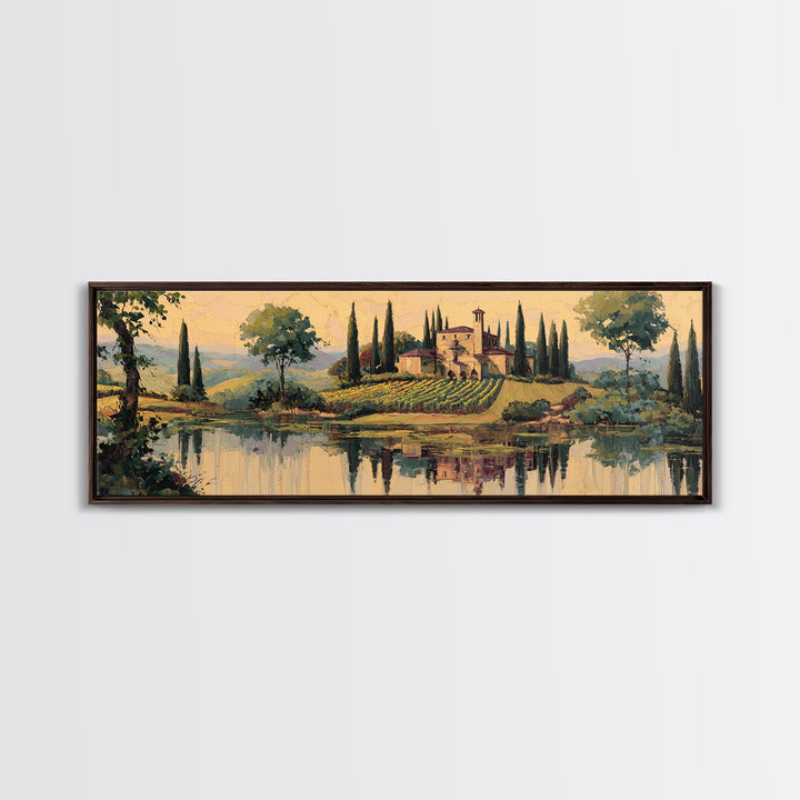 Italian Villa Vineyard Landscape Canvas Print, Winery Art, Gallery Decor, Winery Decor, Fine Art, Vineyard, Wall Art, WIN-3x1-36