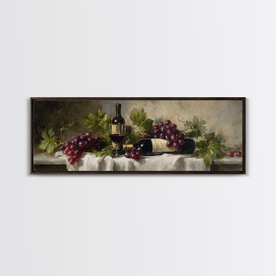 Champagne Grapes and White Linen Still Life Canvas Print, Winery Art, Matisse Print, Winery Decor, Abstract Art, Vineyard, WIN-3x1-45