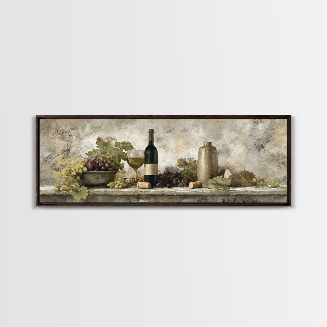 French Vineyard Hills Canvas Print, Winery Art, Textured Painting, Winery Decor, Fine Art, Vineyard, Oil Painting, Wall Hanging, WIN-3x1-48