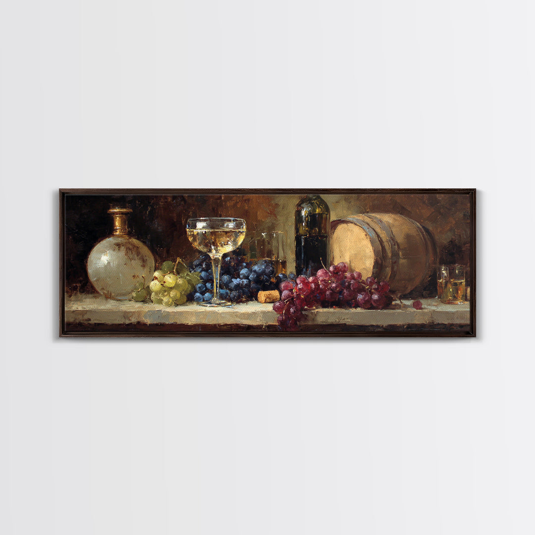 Champagne Coupe with Bubbles and Light Framed Canvas Print, Winery Art, Painting, Winery Decor, Vineyard, Living Room Decor, WIN-3x1-59