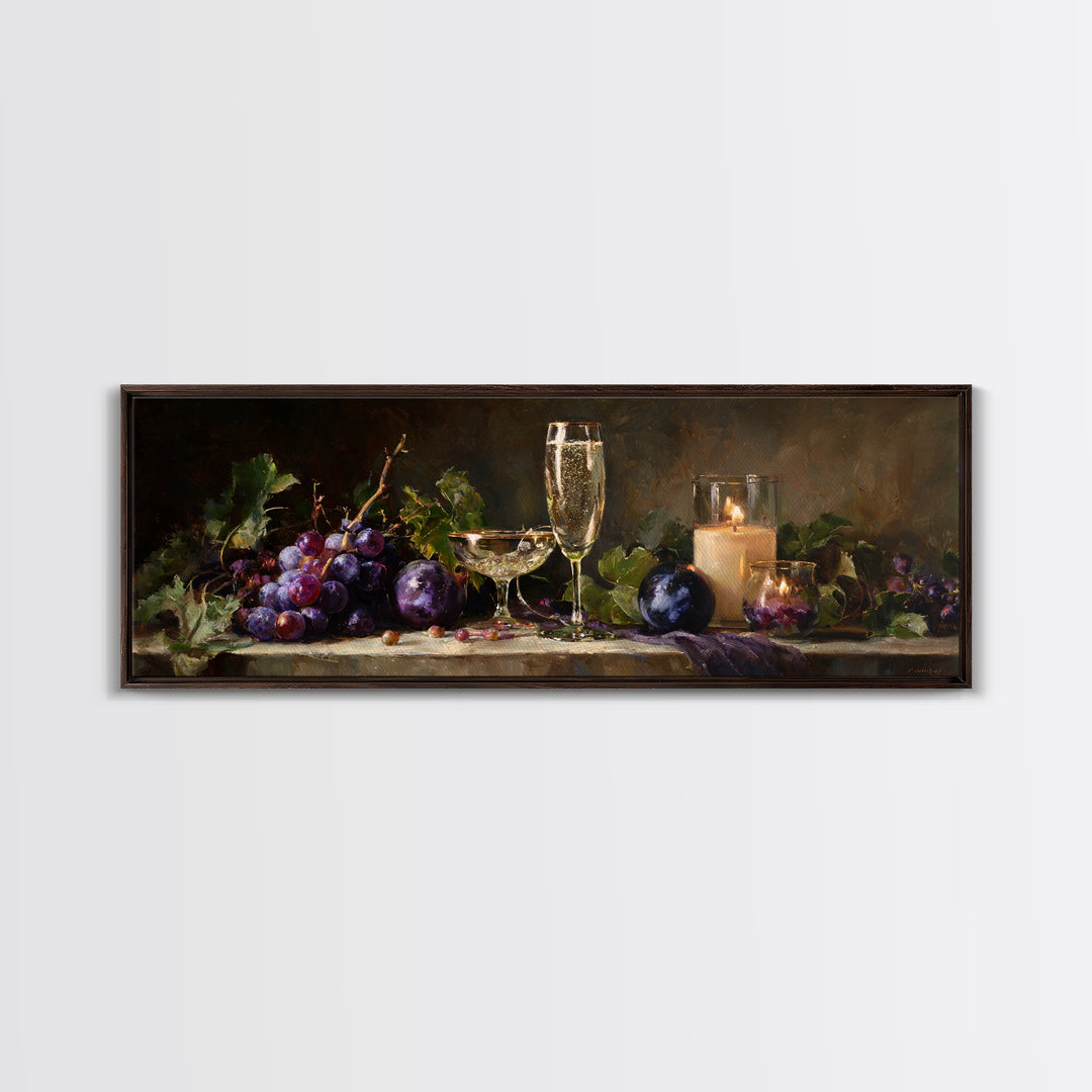 Champagne Coupe with Bubbles and Light Canvas Print, Winery Art, Wall Hanging, Winery Decor, Vineyard, Preppy Wall Art, WIN-3x1-83