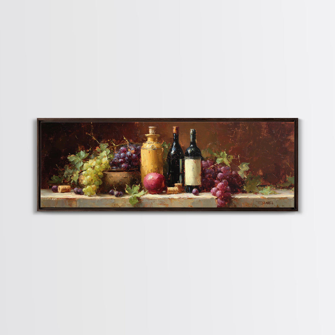Burgundy Abstract with Gold Accents Framed Canvas Print, Winery Art, Artwork, Winery Decor, Abstract Art, Vineyard, Bar Decor, WIN-3x1-87