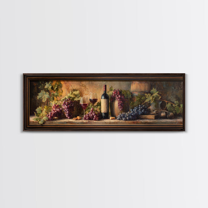 Tuscan Vineyard at Golden Hour Canvas Print, Winery Art, Print, Winery Decor, Vineyard, Wall Art Print, Watercolor Painting, WIN-3x1-91