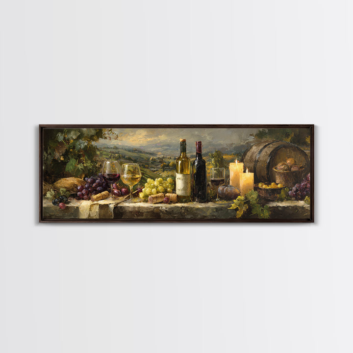 French Vineyard Hills Canvas Print, Winery Art, Textured Painting, Winery Decor, Fine Art, Vineyard, Oil Painting, Wall Hanging, WIN-3x1-96