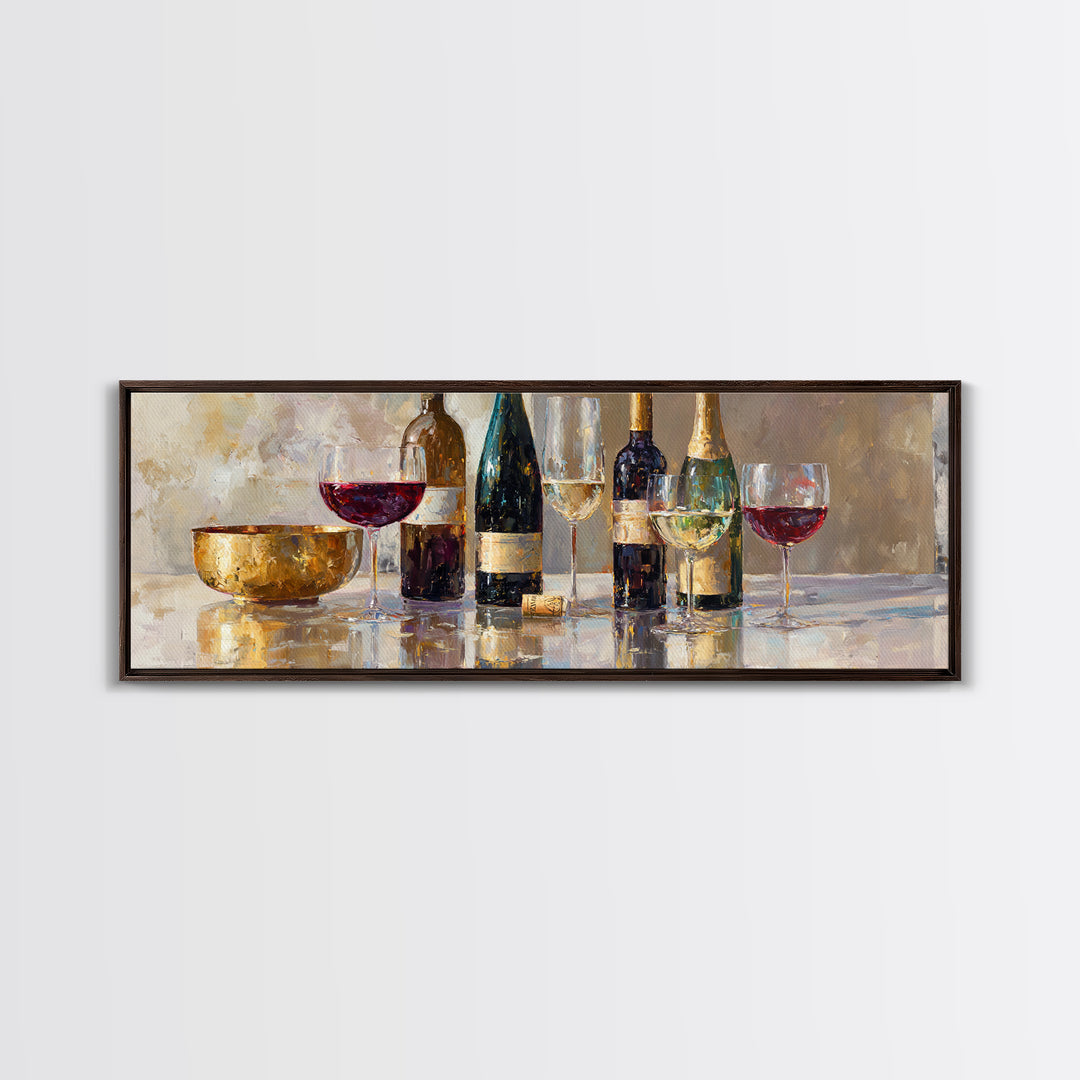 Wine Tasting Flight Rendered as Elegant Still Canvas Print, Winery Art, Bar Art, Winery Decor, Fine Art, Vineyard, WIN-3x1-98