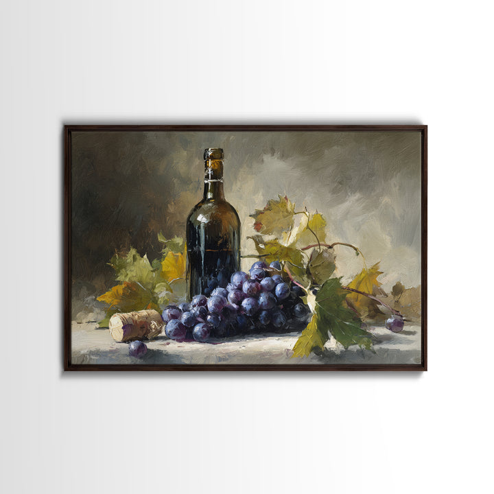 Single Grape Cluster Botanical Study Canvas Print, Winery Art, Retro Wall Art, Winery Decor, Fine Art, Vineyard, Modern Decor, WIN-3x2-1