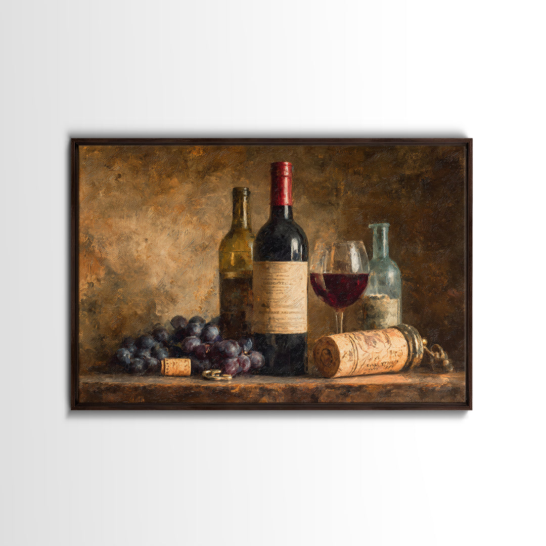 Old Cellar Key and Wine Label Shapes Canvas Print, Winery Art, Bar Decor, Winery Decor, Abstract Art, Vineyard, Boho Decor, WIN-3x2-16