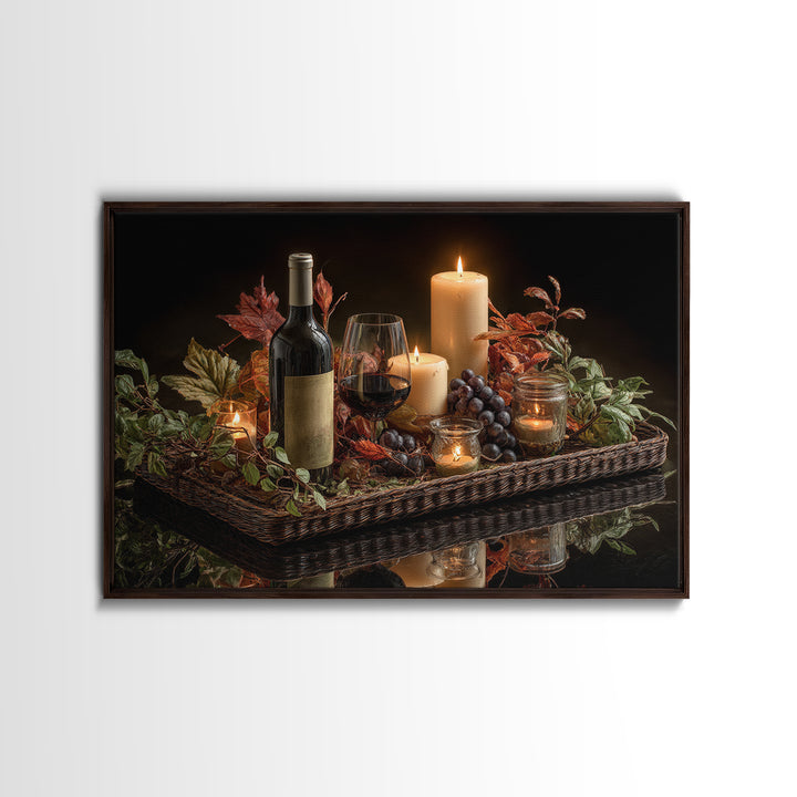 Wine Harvest Basket Framed Canvas Print, Winery Art, Wall Hanging, Winery Decor, Fine Art, Vineyard, Preppy Wall Art, WIN-3x2-2