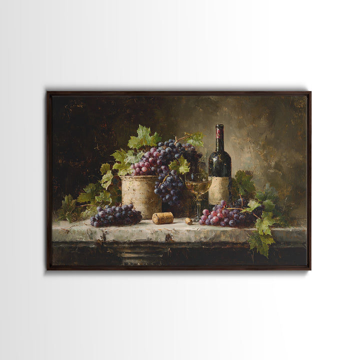 Single Grape Cluster Botanical Study Framed Canvas Print, Winery Art, Landscape Art, Winery Decor, Fine Art, Vineyard, WIN-3x2-25